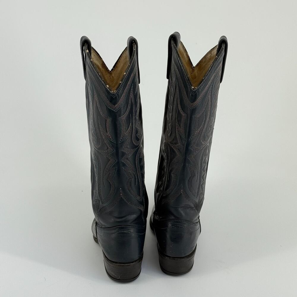 Dan Post Womens Cowboy Boots Sz 5.5 Blue Leather Western Snip Toe Festival Snake - Picture 5 of 11